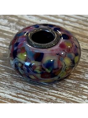 TROLLBEADS Trollstone limited edition glass bead sterling silver core charm